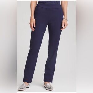 Chicos Brigitte So Slimming Pants Womens Size 3R XL Navy Blue Textured Stretch